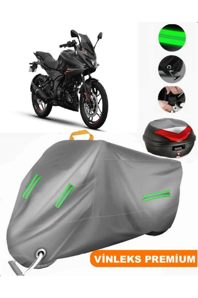 MotoEN  Vinleks Gri Bajaj Pulsar AS 150 Arka Çanta Uyumlu Motosiklet Brandası (Kilit Uyumlu) ürün görseli