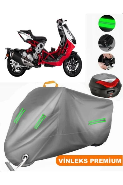 MotoEN  Vinleks Gri Dragster 200 ABS Arka Çanta Uyumlu Motosiklet Brandası (Kilit Uyumlu) ürün görseli 1