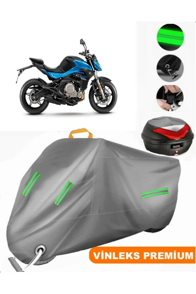 MotoEN  Vinleks Gri CF Moto 650NK Arka Çanta Uyumlu Motosiklet Brandası (Kilit Uyumlu) ürün görseli 1