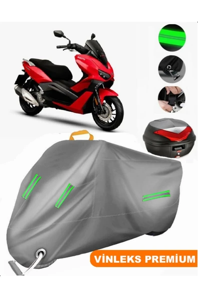 MotoEN  Vinleks Gri BuMoto/Jinling Regnum 250CC Arka Çanta Uyumlu Motosiklet Brandası (Kilit Uyumlu)