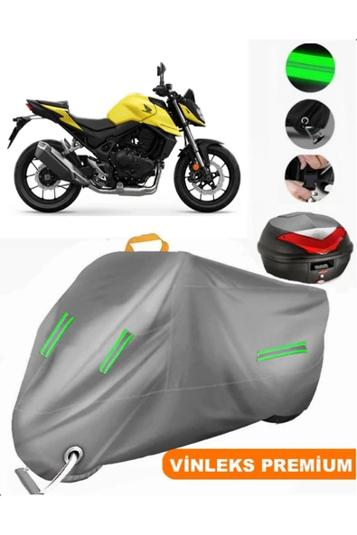 MotoEN  Vinleks Gri Honda CB 750 Hornet Arka Çanta Uyumlu Motosiklet Brandası (Kilit Uyumlu)