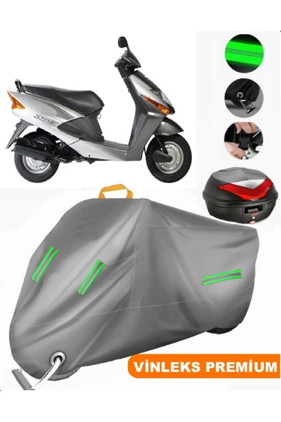 MotoEN  Vinleks Gri Honda SCV 100 F Beat Arka Çanta Uyumlu Motosiklet Brandası (Kilit Uyumlu) ürün görseli