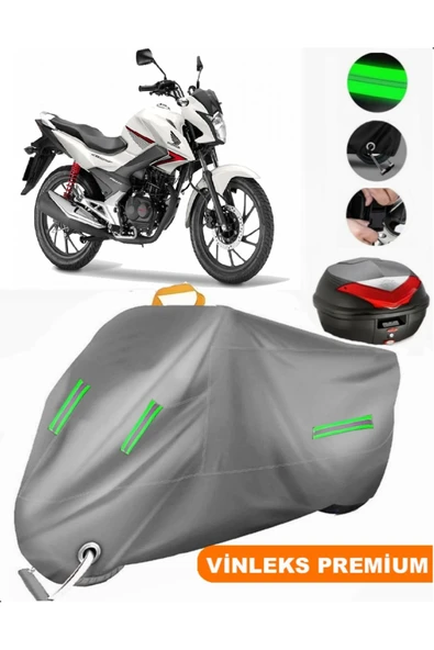 MotoEN  Vinleks Gri Honda CB 125 F Arka Çanta Uyumlu Motosiklet Brandası (Kilit Uyumlu) ürün görseli