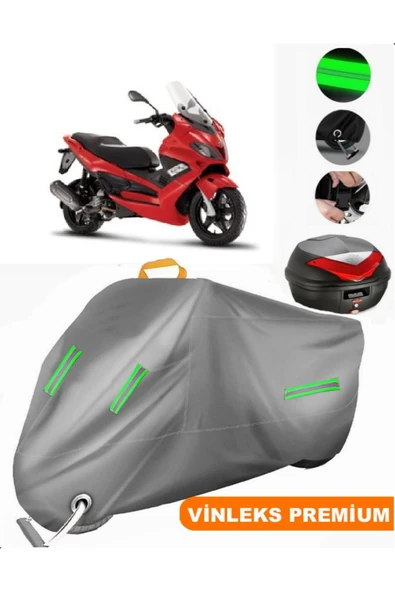 MotoEN  Vinleks Gri Gilera Nexus 300 Arka Çanta Uyumlu Motosiklet Brandası (Kilit Uyumlu)