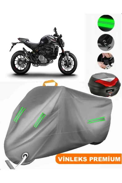 MotoEN  Vinleks Gri Ducati Scrambler NightShift Arka Çanta Uyumlu Motosiklet Brandası (Kilit Uyumlu) ürün görseli