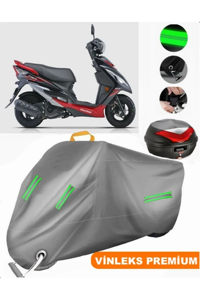 MotoEN  Vinleks Gri Haojue HJ 125T-10 Arka Çanta Uyumlu Motosiklet Brandası (Kilit Uyumlu) ürün görseli