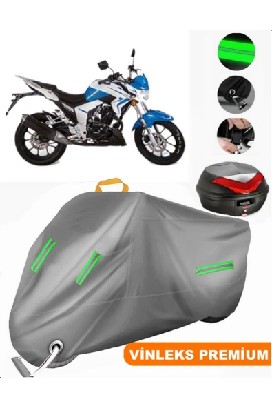 MotoEN  Vinleks Gri Falcon Sharp 170 Arka Çanta Uyumlu Motosiklet Brandası (Kilit Uyumlu)