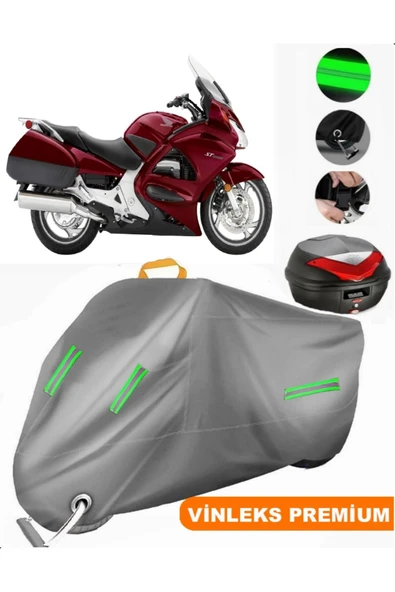 MotoEN  Vinleks Gri Honda ST 1300 Pan European Arka Çanta Uyumlu Motosiklet Brandası (Kilit Uyumlu) ürün görseli