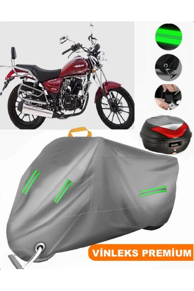 MotoEN  Vinleks Gri Falcon Crown 150 Arka Çanta Uyumlu Motosiklet Brandası (Kilit Uyumlu) ürün görseli