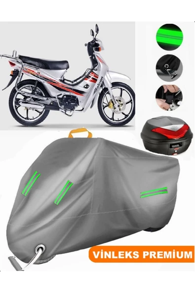 MotoEN  Vinleks Gri Falcon KMT 50 Magic Arka Çanta Uyumlu Motosiklet Brandası (Kilit Uyumlu) ürün görseli