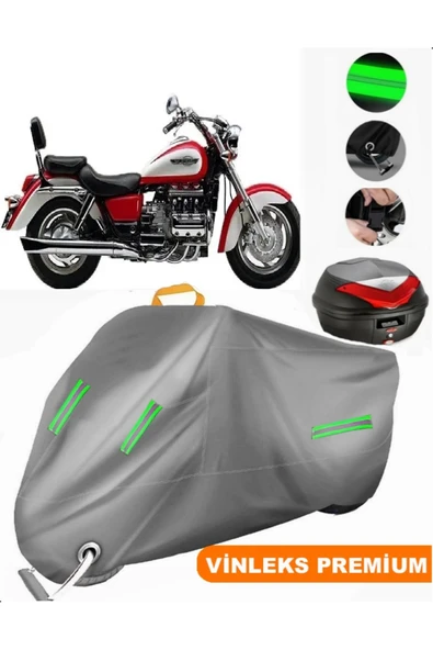 MotoEN  Vinleks Gri Honda Valkyrie F6C Arka Çanta Uyumlu Motosiklet Brandası (Kilit Uyumlu) ürün görseli