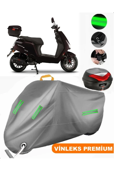 MotoEN  Vinleks Gri Falcon Techno 50 Arka Çanta Uyumlu Motosiklet Brandası (Kilit Uyumlu) ürün görseli