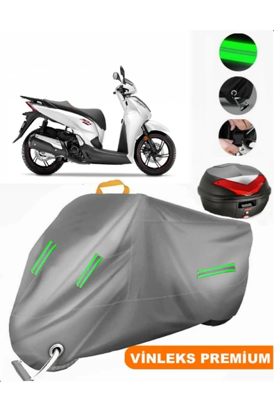 MotoEN  Vinleks Gri Honda SH 300 Arka Çanta Uyumlu Motosiklet Brandası (Kilit Uyumlu) ürün görseli