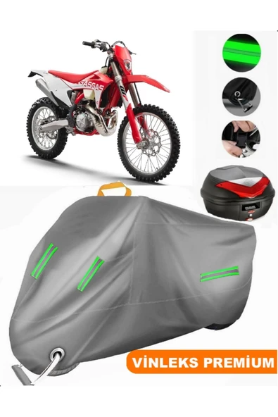 MotoEN  Vinleks Gri Gas Gas EC 300 Arka Çanta Uyumlu Motosiklet Brandası (Kilit Uyumlu)