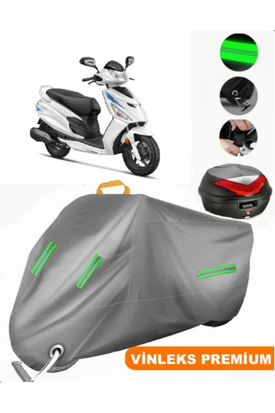 MotoEN  Vinleks Gri Hero Dash 110i Arka Çanta Uyumlu Motosiklet Brandası (Kilit Uyumlu)