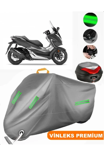 MotoEN  Vinleks Gri Honda NSS300 Forza Arka Çanta Uyumlu Motosiklet Brandası (Kilit Uyumlu) ürün görseli