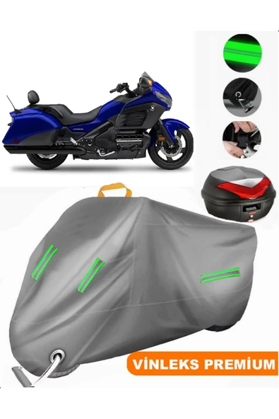 MotoEN  Vinleks Gri Honda Goldwing F6B Arka Çanta Uyumlu Motosiklet Brandası (Kilit Uyumlu) - 1