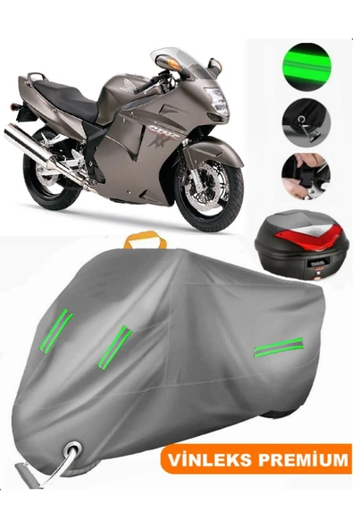 MotoEN Vinleks Gri Honda CBR 1100 XX Arka Çanta Uyumlu Motosiklet Brandası (Kilit Uyumlu)