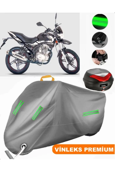 MotoEN  Vinleks Gri Falcon Wonder 150 Arka Çanta Uyumlu Motosiklet Brandası (Kilit Uyumlu)