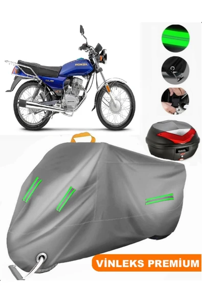 MotoEN  Vinleks Gri Honda CGL 125 Arka Çanta Uyumlu Motosiklet Brandası (Kilit Uyumlu) ürün görseli