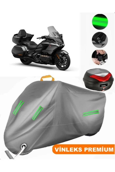 MotoEN  Vinleks Gri Honda Goldwing GL 1800 Arka Çanta Uyumlu Motosiklet Brandası (Kilit Uyumlu) ürün görseli