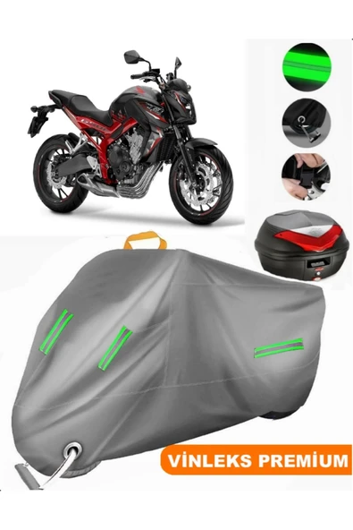 MotoEN  Vinleks Gri Honda CB 650 F Arka Çanta Uyumlu Motosiklet Brandası (Kilit Uyumlu) ürün görseli
