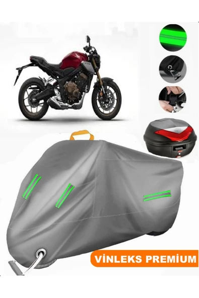 MotoEN  Vinleks Gri Honda CB 650 R Arka Çanta Uyumlu Motosiklet Brandası (Kilit Uyumlu) ürün görseli