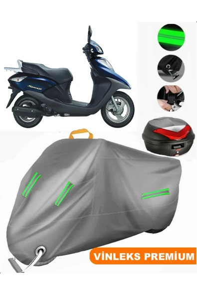 MotoEN  Vinleks Gri Honda Spacy 110 Arka Çanta Uyumlu Motosiklet Brandası (Kilit Uyumlu) ürün görseli