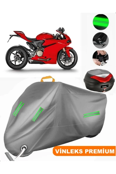 MotoEN  Vinleks Gri Ducati Panigale R Arka Çanta Uyumlu Motosiklet Brandası (Kilit Uyumlu) ürün görseli