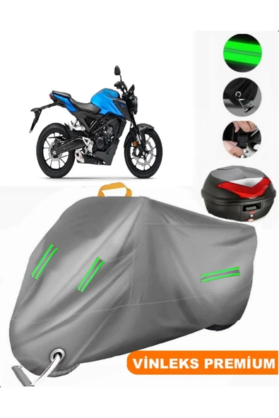 MotoEN  Vinleks Gri Honda CB 125 R Arka Çanta Uyumlu Motosiklet Brandası (Kilit Uyumlu) ürün görseli