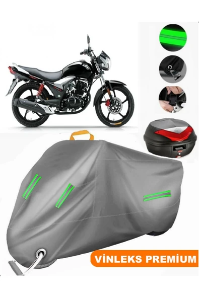 MotoEN  Vinleks Gri Haojue DA135 S Arka Çanta Uyumlu Motosiklet Brandası (Kilit Uyumlu)