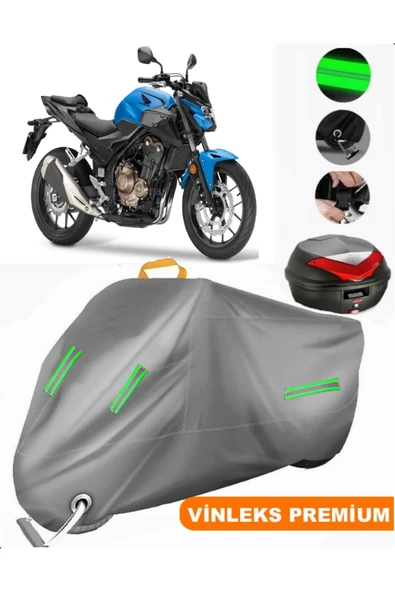 MotoEN  Vinleks Gri Honda CB 500 F Arka Çanta Uyumlu Motosiklet Brandası (Kilit Uyumlu) ürün görseli