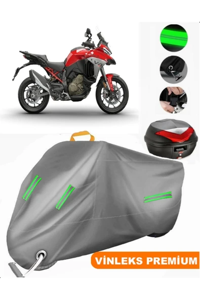 MotoEN  Vinleks Gri Ducati Multistrada V4 S Sport Arka Çanta Uyumlu Motosiklet Brandası (Kilit Uyumlu) ürün görseli