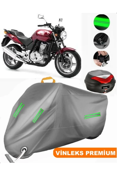 MotoEN  Vinleks Gri Honda CBF 500 Arka Çanta Uyumlu Motosiklet Brandası (Kilit Uyumlu) ürün görseli