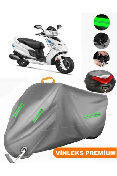 MotoEN  Vinleks Gri Hero Dash VX 110 Arka Çanta Uyumlu Motosiklet Brandası (Kilit Uyumlu) ürün görseli