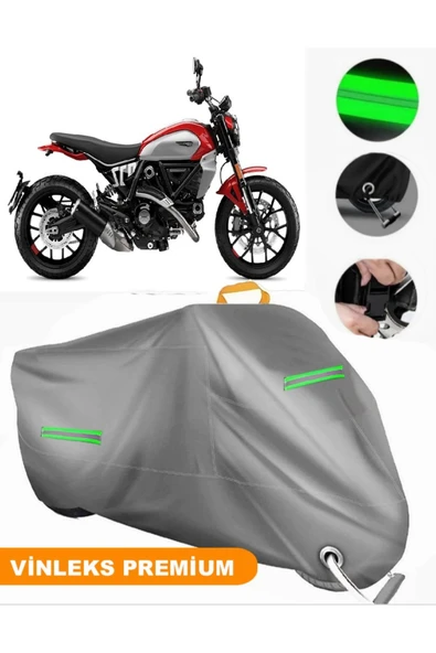 MotoEN  Vinleks Gri Ducati Scrambler Icon Uyumlu Motosiklet Brandası Lüx Kalite (Kilit Uyumlu) ürün görseli