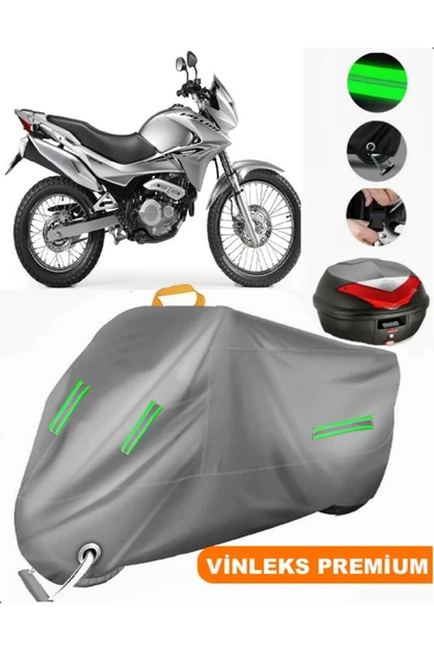 MotoEN  Vinleks Gri Honda NX 4 Falcon Arka Çanta Uyumlu Motosiklet Brandası (Kilit Uyumlu) ürün görseli