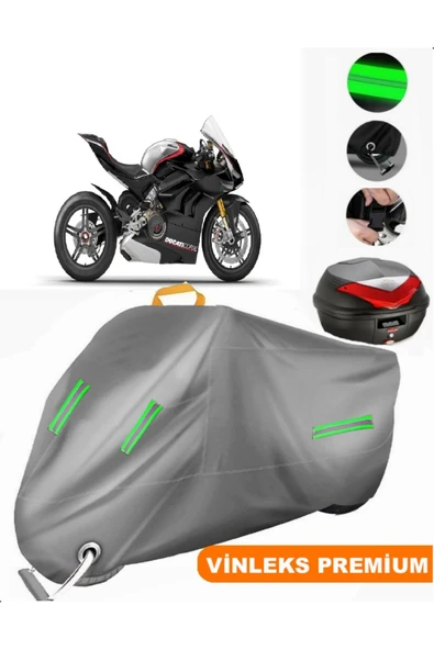 MotoEN  Vinleks Gri Ducati Panigale V4 SP Arka Çanta Uyumlu Motosiklet Brandası (Kilit Uyumlu) ürün görseli