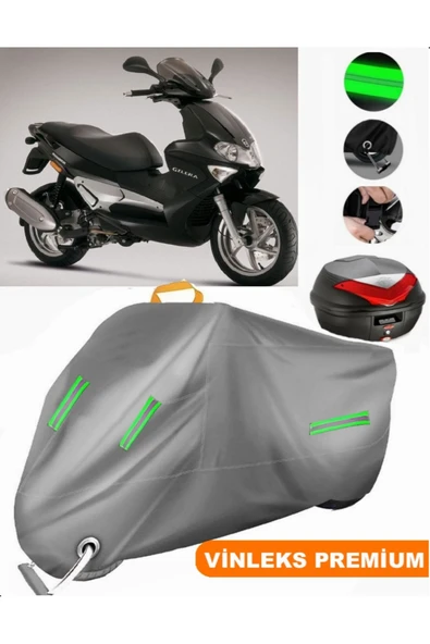 MotoEN  Vinleks Gri Gilera Runner VXR 200 Arka Çanta Uyumlu Motosiklet Brandası (Kilit Uyumlu) ürün görseli