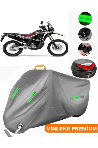 MotoEN  Vinleks Gri Honda CRF 250 Rally Arka Çanta Uyumlu Motosiklet Brandası (Kilit Uyumlu)