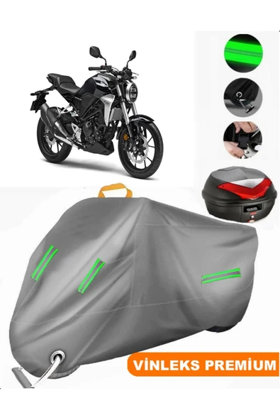 MotoEN  Vinleks Gri Honda CB 250 R Arka Çanta Uyumlu Motosiklet Brandası (Kilit Uyumlu)