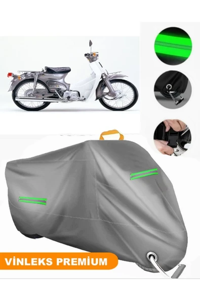 MotoEN  Vinleks Gri Honda C70 Super Cub Uyumlu Motosiklet Brandası Lüx Kalite (Kilit Uyumlu) ürün görseli 1