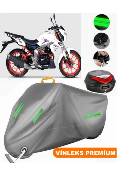 MotoEN  Vinleks Gri Falcon Shark 188 Arka Çanta Uyumlu Motosiklet Brandası (Kilit Uyumlu) ürün görseli