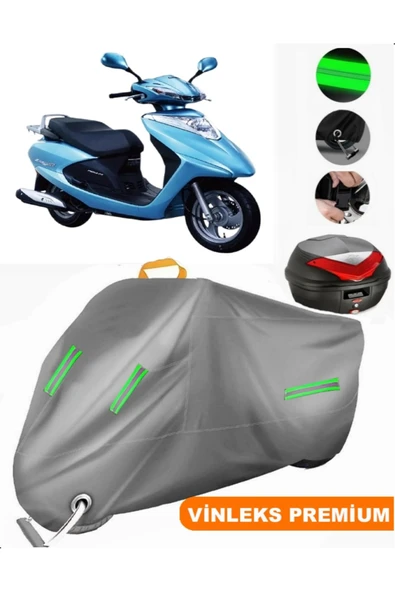 MotoEN  Vinleks Gri Honda Spacy 125 Arka Çanta Uyumlu Motosiklet Brandası (Kilit Uyumlu) ürün görseli