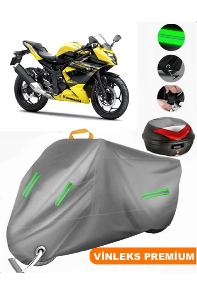 MotoEN  Vinleks Gri Kawasaki Ninja 250SL Arka Çanta Uyumlu Motosiklet Brandası (Kilit Uyumlu) ürün görseli