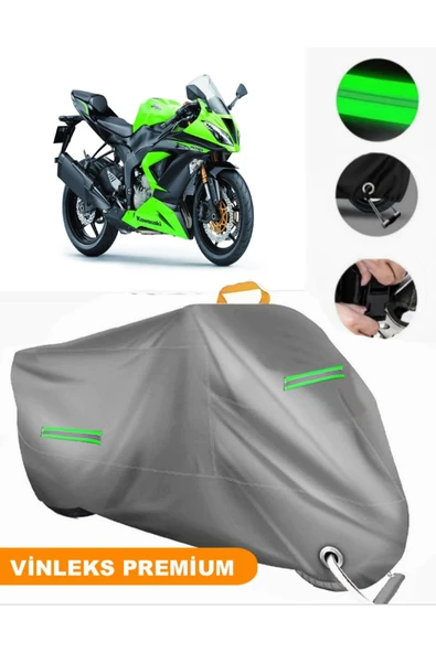 MotoEN  Vinleks Gri Kawasaki Ninja ZX-6R Uyumlu Motosiklet Brandası Lüx Kalite (Kilit Uyumlu)