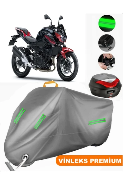 MotoEN  Vinleks Gri Kawasaki Z 400 Arka Çanta Uyumlu Motosiklet Brandası (Kilit Uyumlu) ürün görseli
