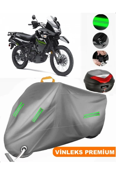 MotoEN  Vinleks Gri Kawasaki KLR 650 Arka Çanta Uyumlu Motosiklet Brandası (Kilit Uyumlu) ürün görseli