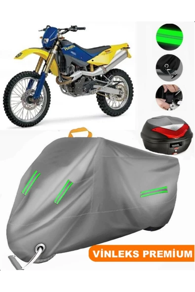 MotoEN  Vinleks Gri Husqvarna TE 610 Arka Çanta Uyumlu Motosiklet Brandası (Kilit Uyumlu) ürün görseli