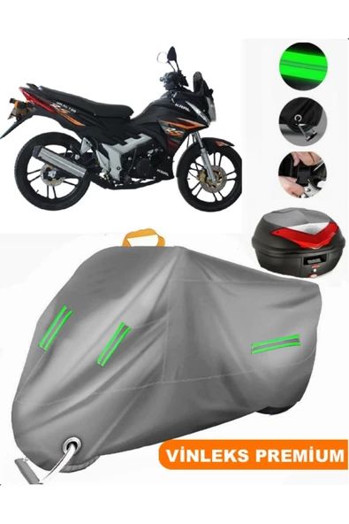 MotoEN  Vinleks Gri Kral Motor KR-130-16 Arka Çanta Uyumlu Motosiklet Brandası (Kilit Uyumlu) ürün görseli